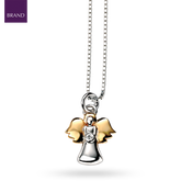 Sterling Silver & Gold Plated Diamond Angel Pendant With Chain