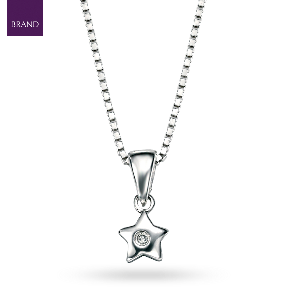 Sterling Silver Diamond Star Pendant With Chain