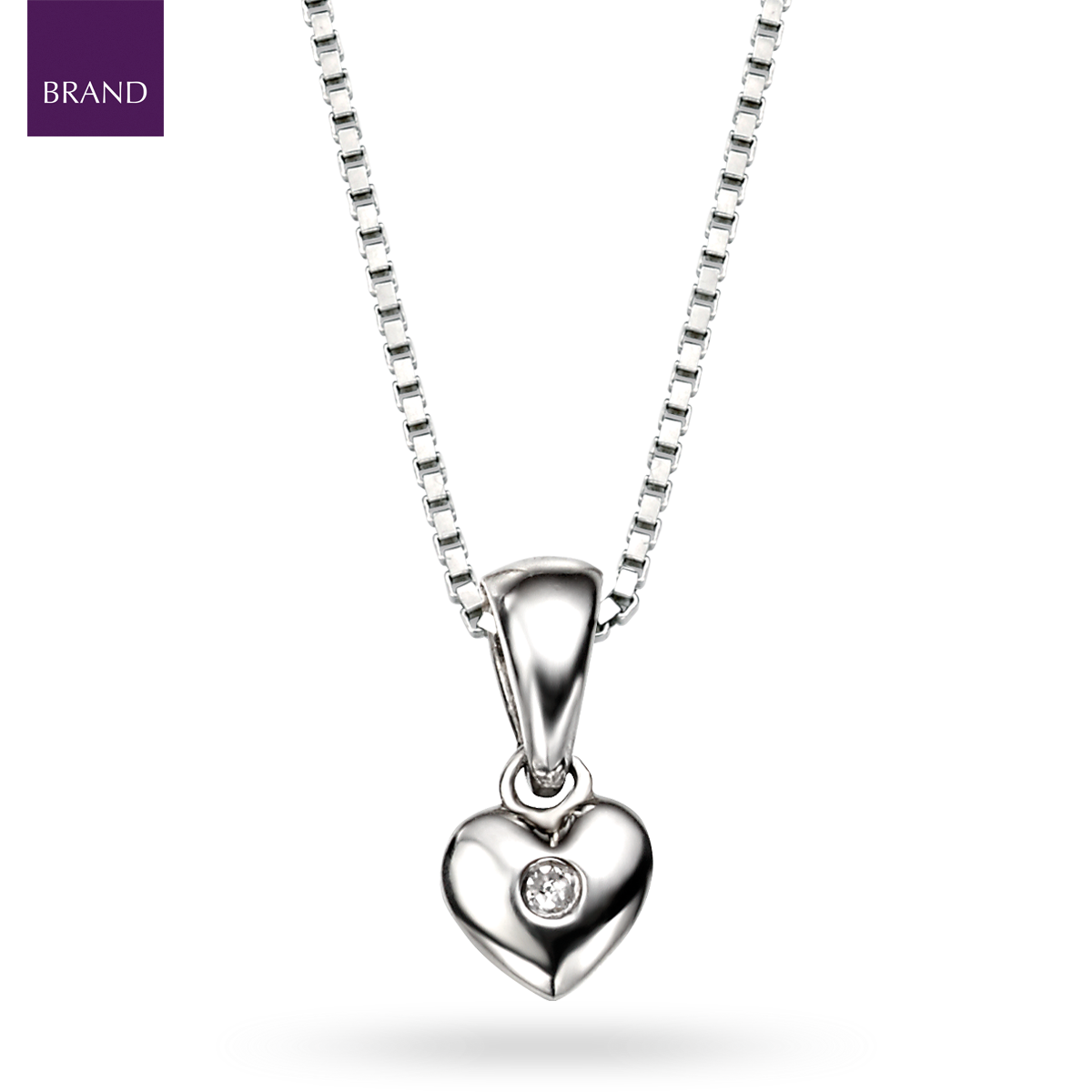 Sterling Silver Diamond Heart Pendant With Chain