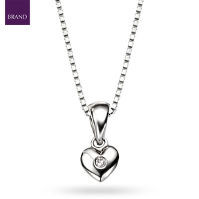 Sterling Silver Diamond Heart Pendant With Chain