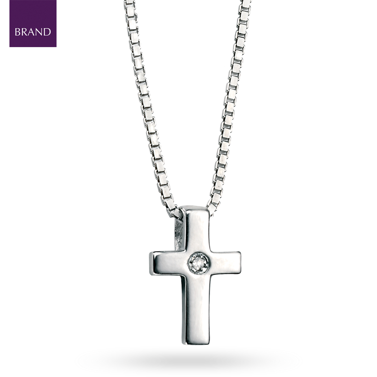 Sterling Silver Diamond Cross Pendant With Chain