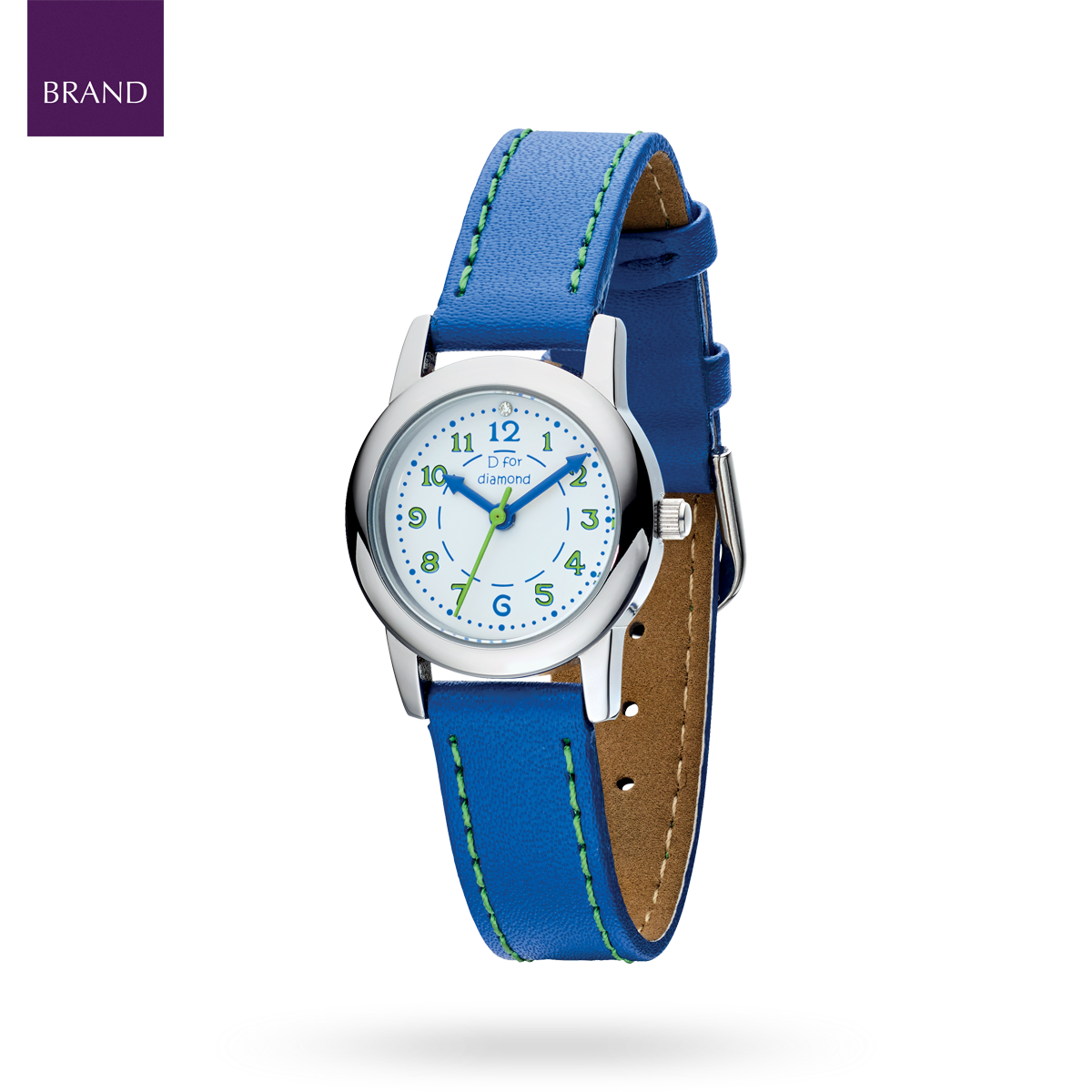 Genuine Blue Leather Diamond Watch