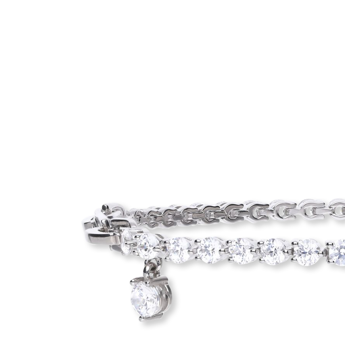 Sterling Silver Small Cubic Zirconia Charm Tennis Bracelet