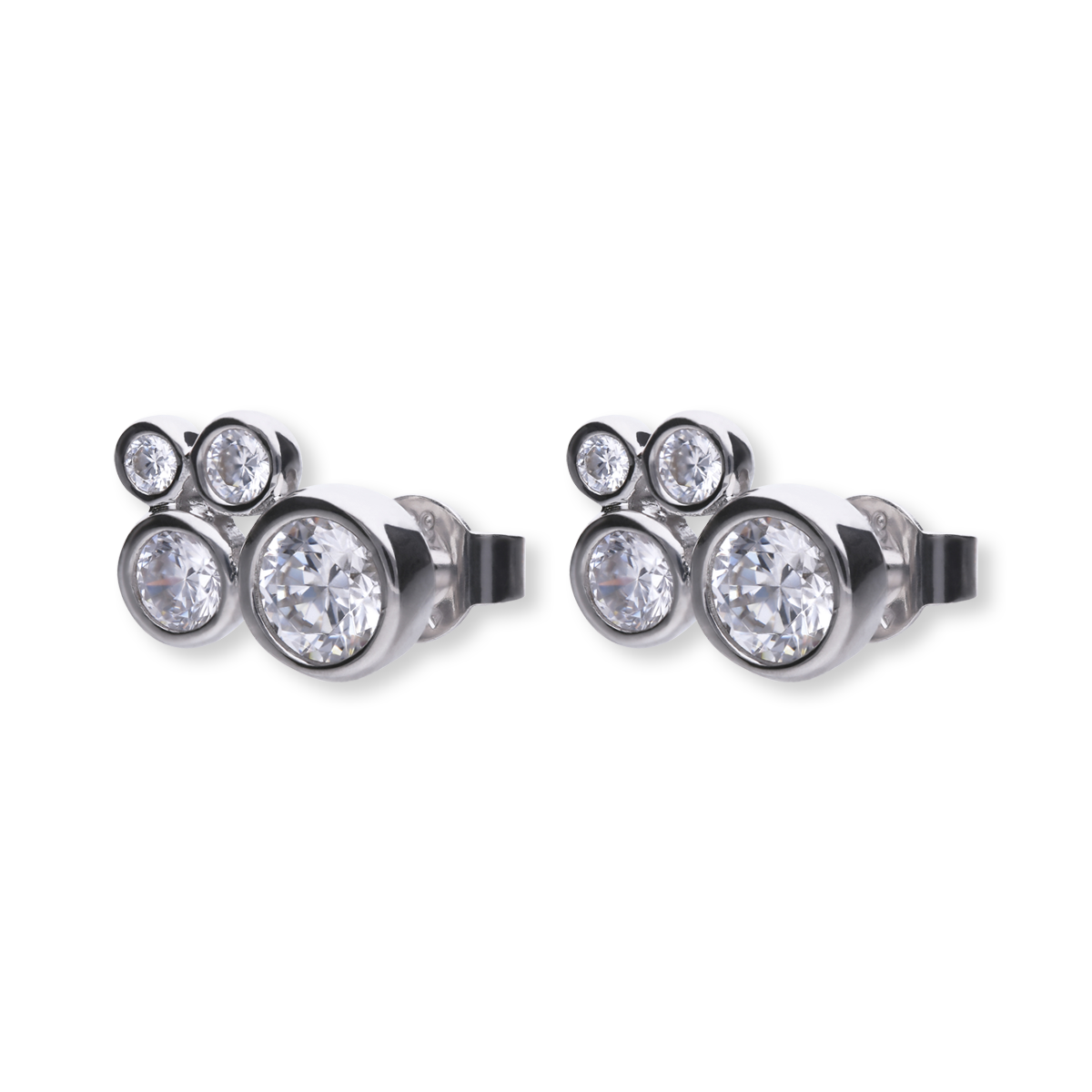 Sterling Silver Bubble Cubic Zirconia Stud Earrings