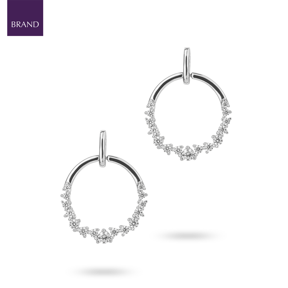 Sterling Silver Open Circle Cubic Zirconia Drop Earrings