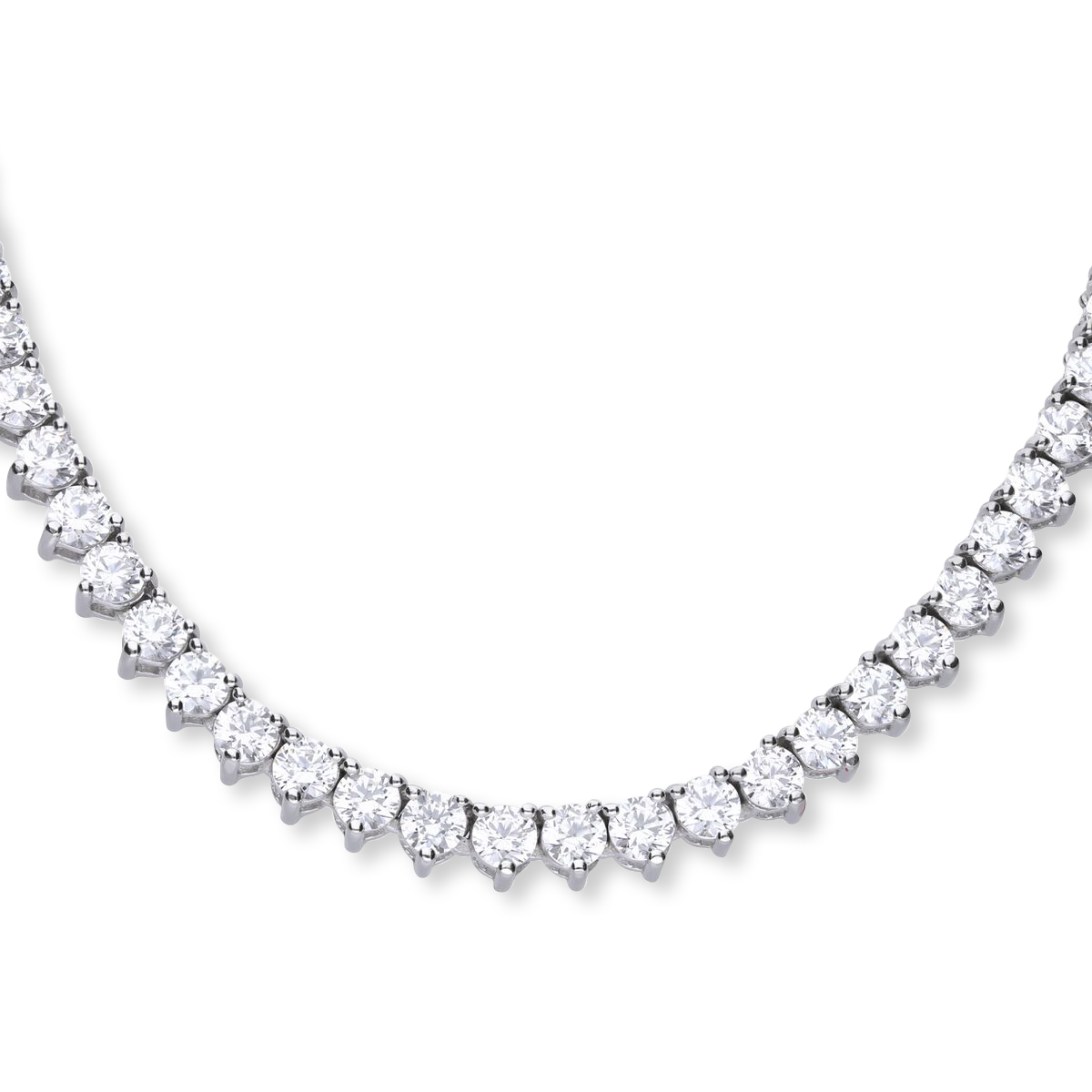 Sterling Silver Claw Set Cubic Zirconia Tennis Necklace