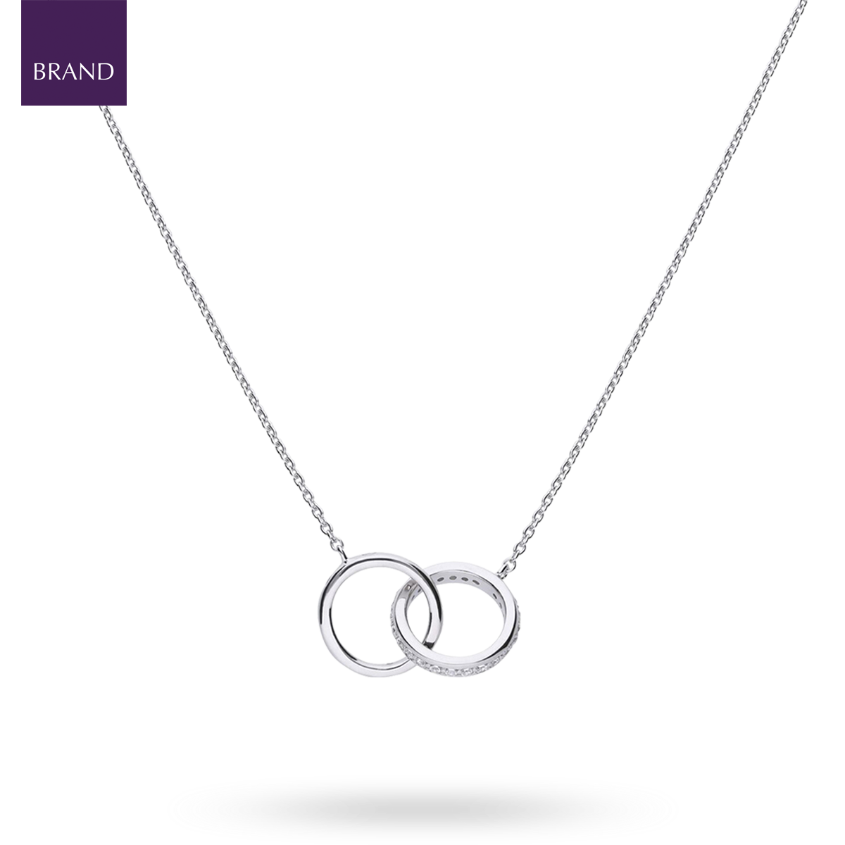 Sterling Silver Interlocking Rings Cubic Zirconia Set Necklace