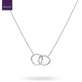 Sterling Silver Interlocking Rings Cubic Zirconia Set Necklace