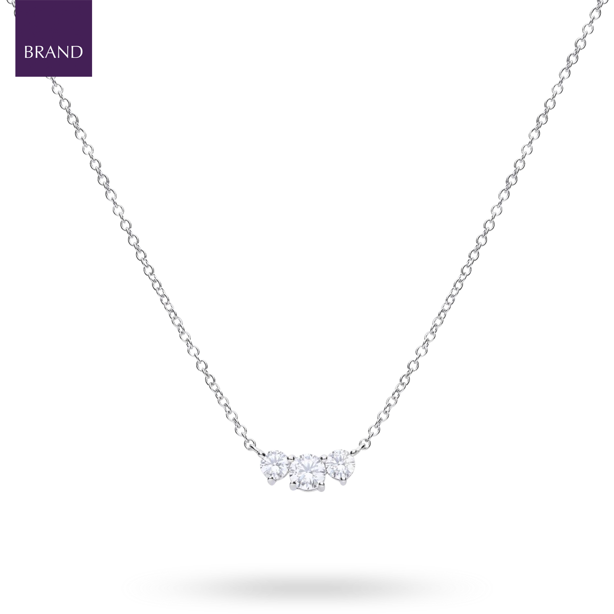 Sterling Silver Cubic Zirconia Trilogy Necklace
