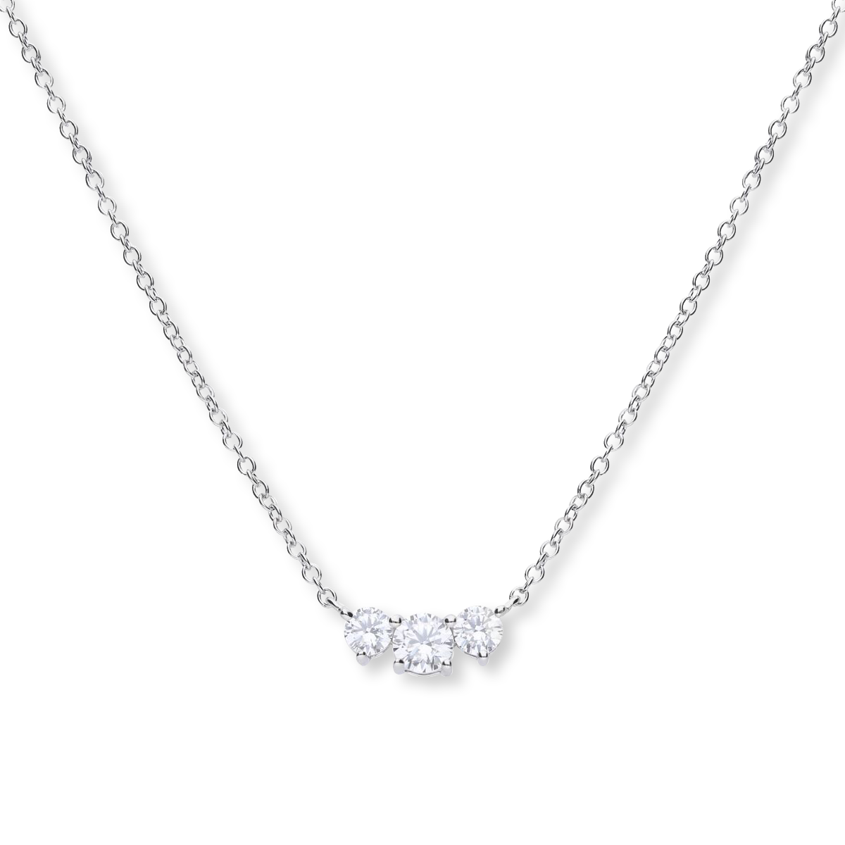 Sterling Silver Cubic Zirconia Trilogy Necklace