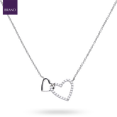 Sterling Silver Interlinked Hearts Cubic Zirconia Set Necklace