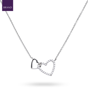 Sterling Silver Interlinked Hearts Cubic Zirconia Set Necklace