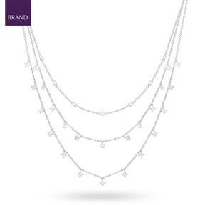 Sterling Silver Triple Row Cubic Zirconia Necklace