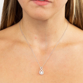 Model wears Sterling Silver Infinity Cubic Zirconia Set Pendant & Chain