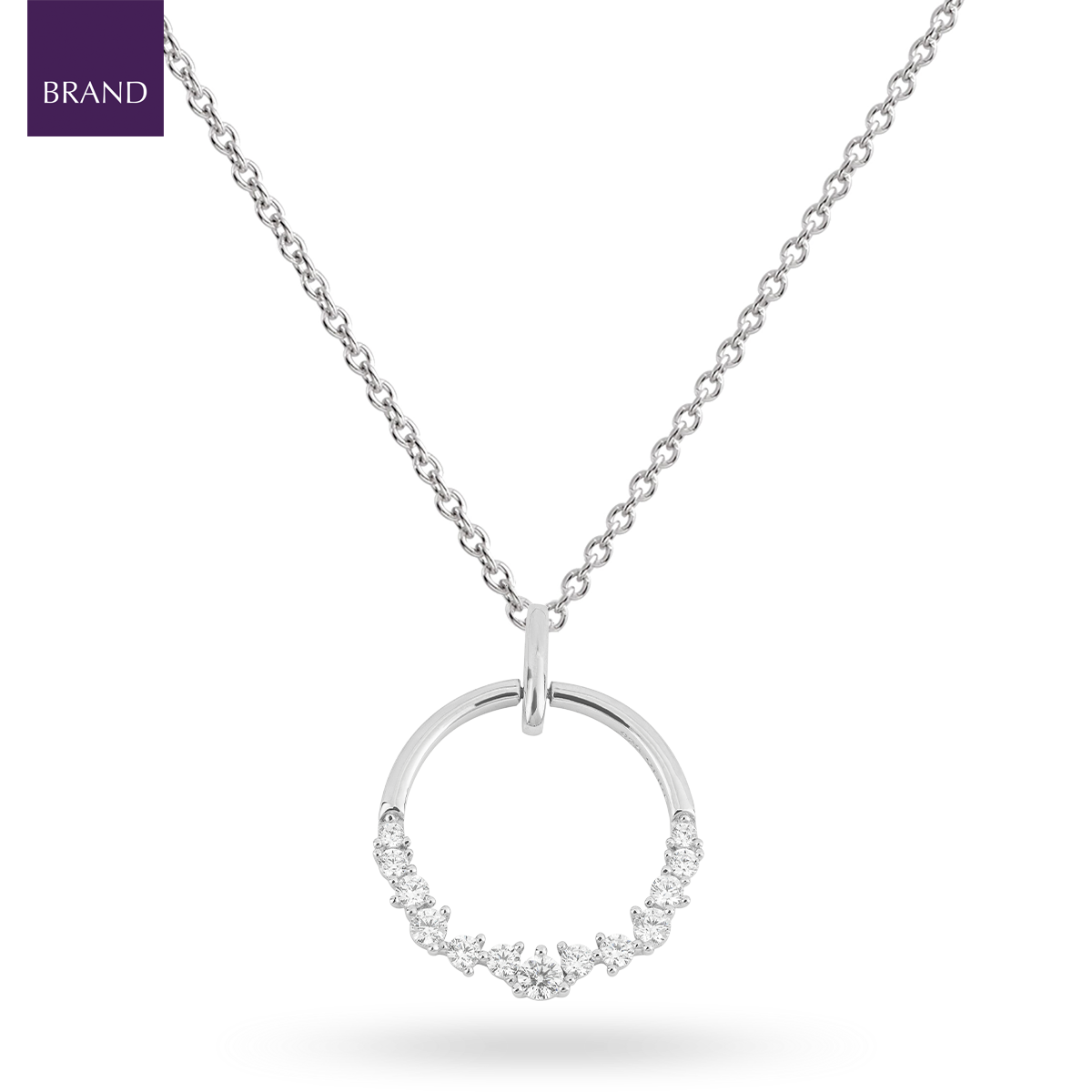 Sterling Silver Open Circle Cubic Zirconia Pendant & Chain