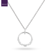 Sterling Silver Open Circle Cubic Zirconia Pendant & Chain