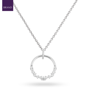 Sterling Silver Open Circle Cubic Zirconia Pendant & Chain