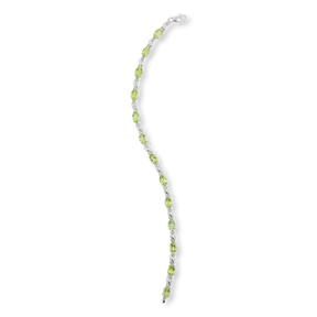 9ct White Gold 7" Peridot & Diamond Set Bracelet