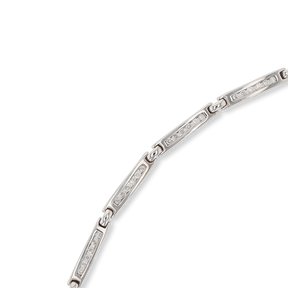 9ct White Gold 7" Diamond 1.00cts Channel Set Bar Link Bracelet