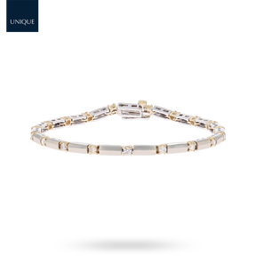 9ct Yellow & White Gold Diamond Claw Set Bar Bracelet