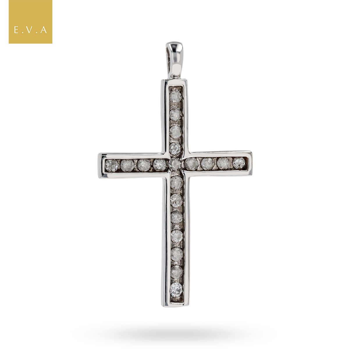 9ct White Gold Diamond Set Cross Pendant