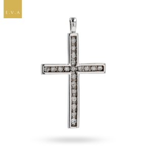 9ct White Gold Diamond Set Cross Pendant