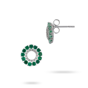 9ct White Gold Emerald & Diamond Halo Stud Earrings