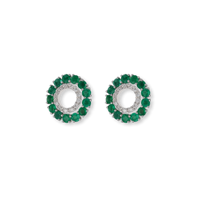 9ct White Gold Emerald & Diamond Halo Stud Earrings