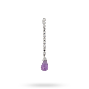 18ct White Gold Amethyst & Diamond Briolette Drop Pendant