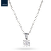 9ct White Gold Illusion Set 0.26ct Diamond Solitaire Pendant & Chain