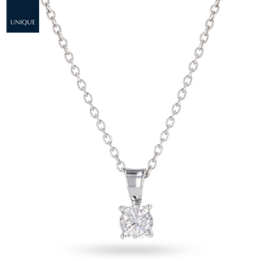 9ct White Gold Illusion Set 0.26ct Diamond Solitaire Pendant & Chain