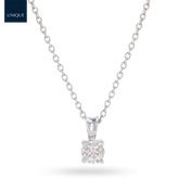 9ct White Gold Illusion Set 0.21ct Diamond Solitaire Pendant & Chain