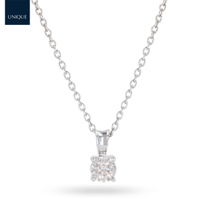 9ct White Gold Illusion Set 0.21ct Diamond Solitaire Pendant & Chain