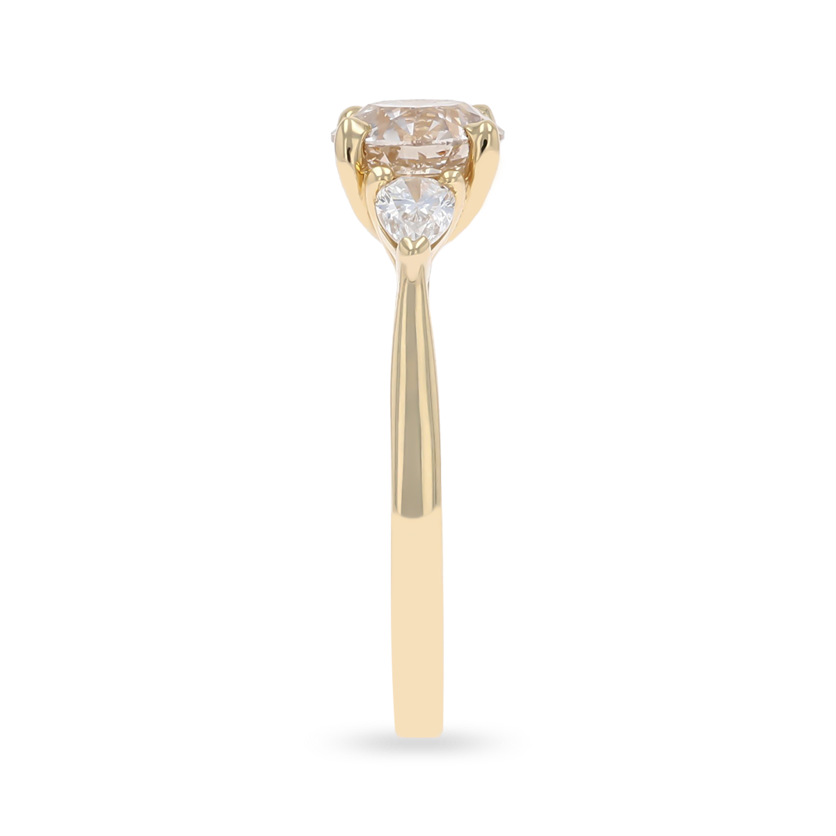 18ct Yellow Gold Round Brilliant & Pear Cut 1.55ct Diamond Trilogy Ring