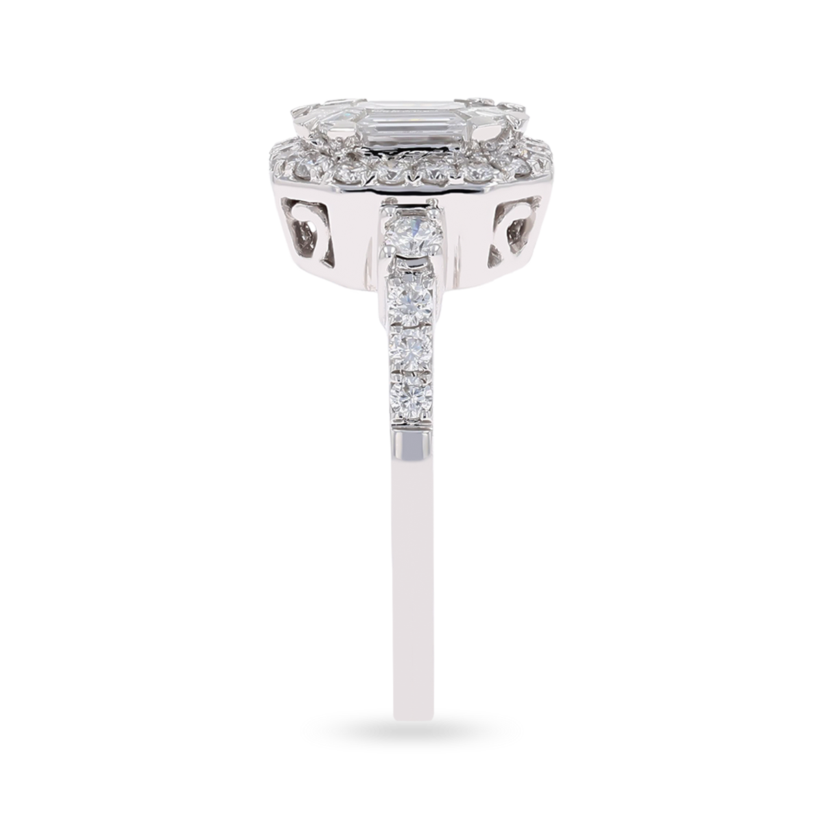 18ct White Gold Octagonal Shaped 1.00ct Diamond Cluster Ring