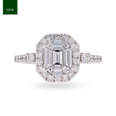 18ct White Gold Octagonal Shaped 1.00ct Diamond Cluster Ring