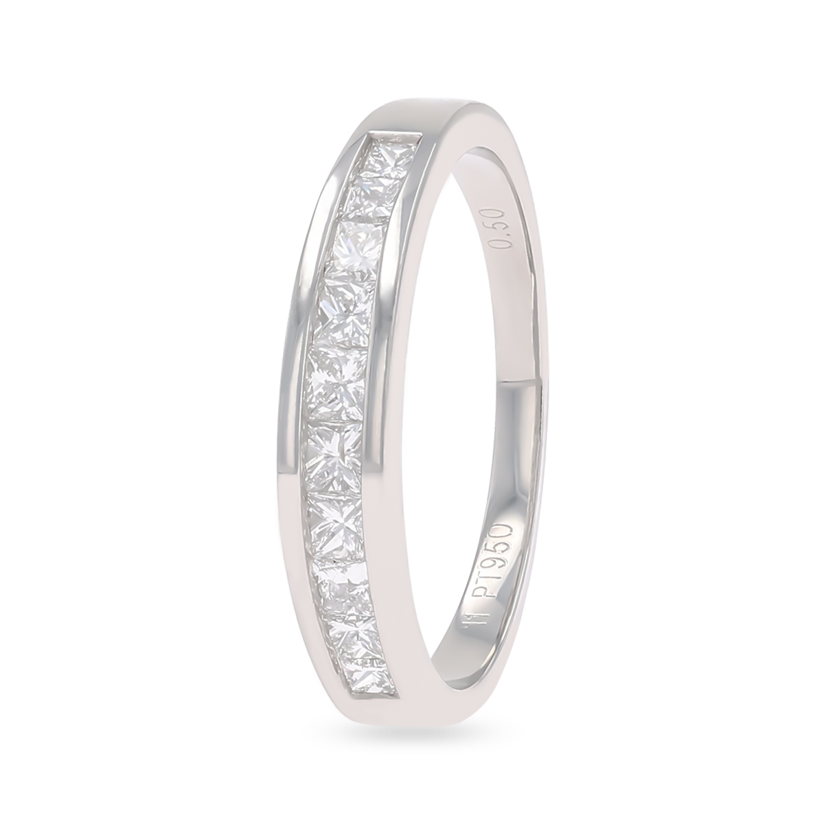 Platinum Princess Cut 0.50cts Diamond Channel Set Eternity Ring