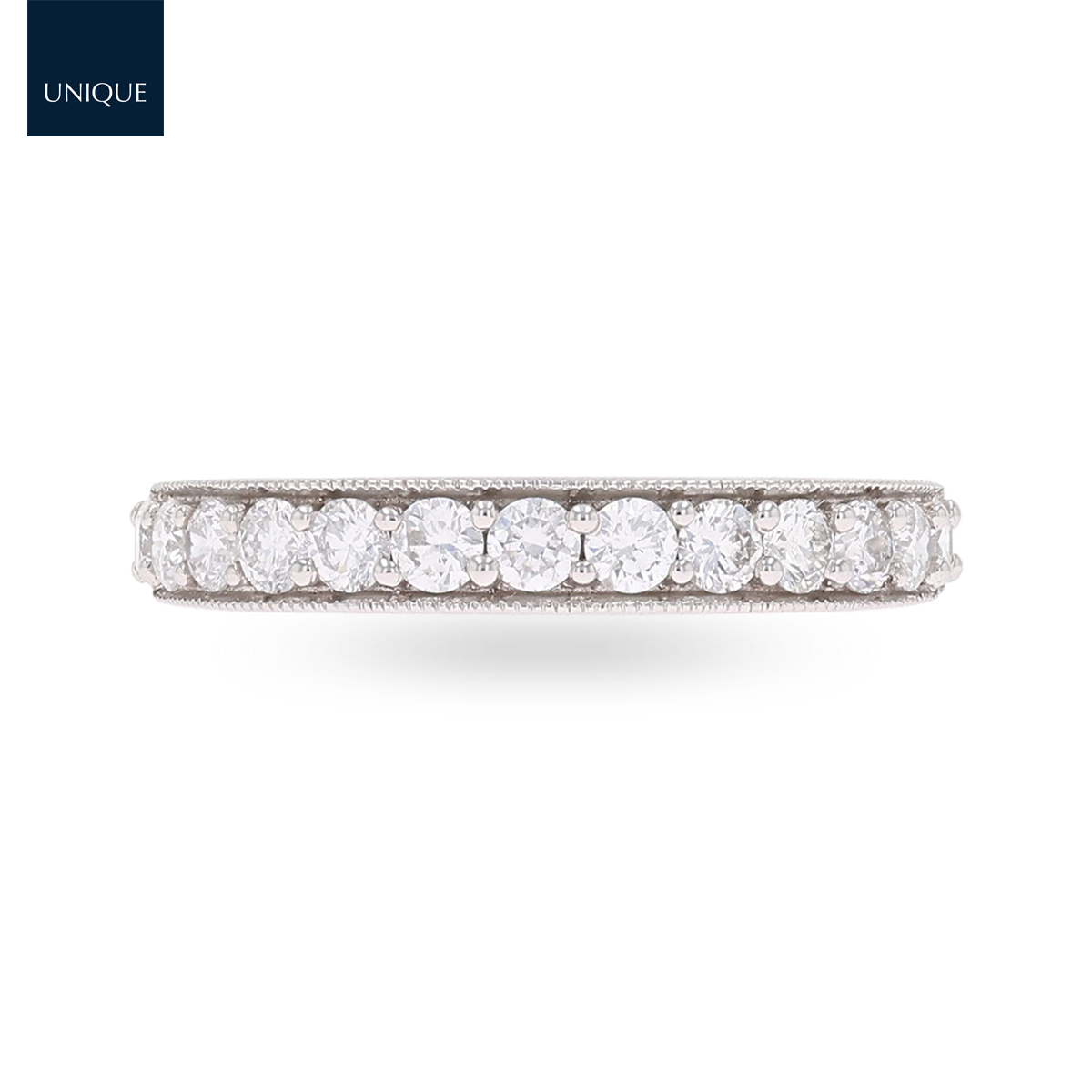 18ct White Gold 0.75cts Diamond Mille-Grain Set Eternity Ring