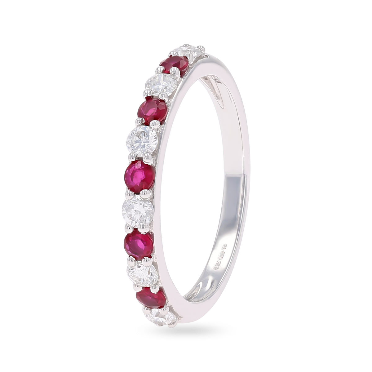18ct White Gold Ruby & 0.41cts Diamond Claw Set Eternity Ring