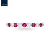 18ct White Gold Ruby & 0.41cts Diamond Claw Set Eternity Ring