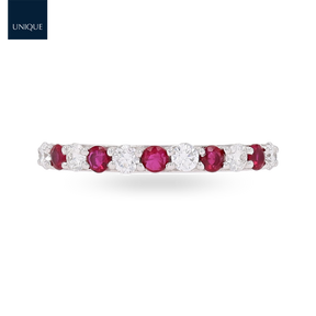 18ct White Gold Ruby & 0.41cts Diamond Claw Set Eternity Ring