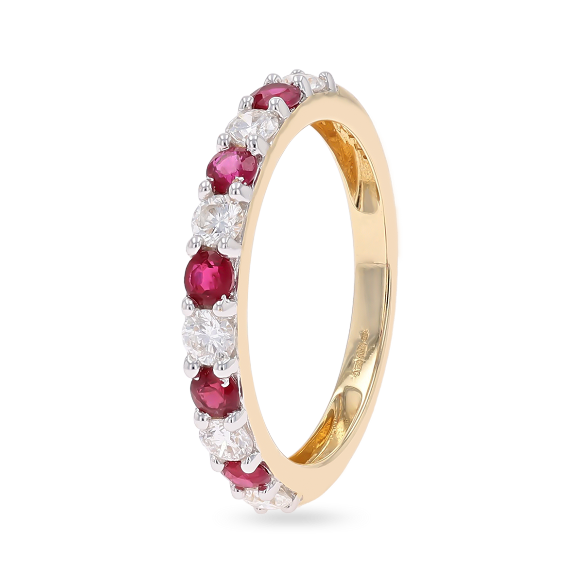 18ct Yellow Gold Ruby & 0.54cts Diamond Claw Set Eternity Ring