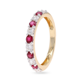 18ct Yellow Gold Ruby & 0.54cts Diamond Claw Set Eternity Ring