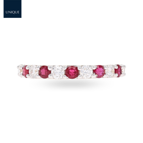 18ct Yellow Gold Ruby & 0.54cts Diamond Claw Set Eternity Ring