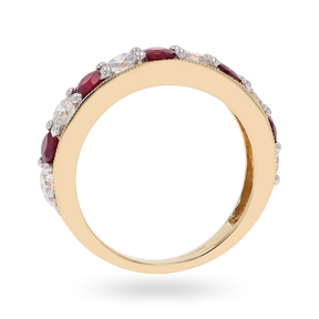 18ct Yellow Gold Ruby & 0.82cts Diamond Mille-Grain Set Eternity Ring