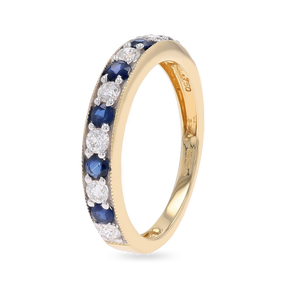 18ct Yellow Gold 0.40cts Diamond & Sapphire Mille-Grain Set Eternity Ring