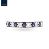 18ct Yellow Gold 0.40cts Diamond & Sapphire Mille-Grain Set Eternity Ring