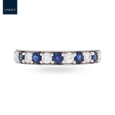 18ct White Gold 0.54cts Diamond & Sapphire Mille-Grain Set Eternity Ring