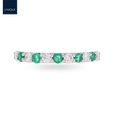 18ct White Gold Emerald & 0.41cts Diamond Claw Set Eternity Ring