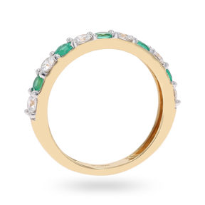 18ct Yellow Gold 0.54cts Diamond & Emerald Claw Set Eternity Ring